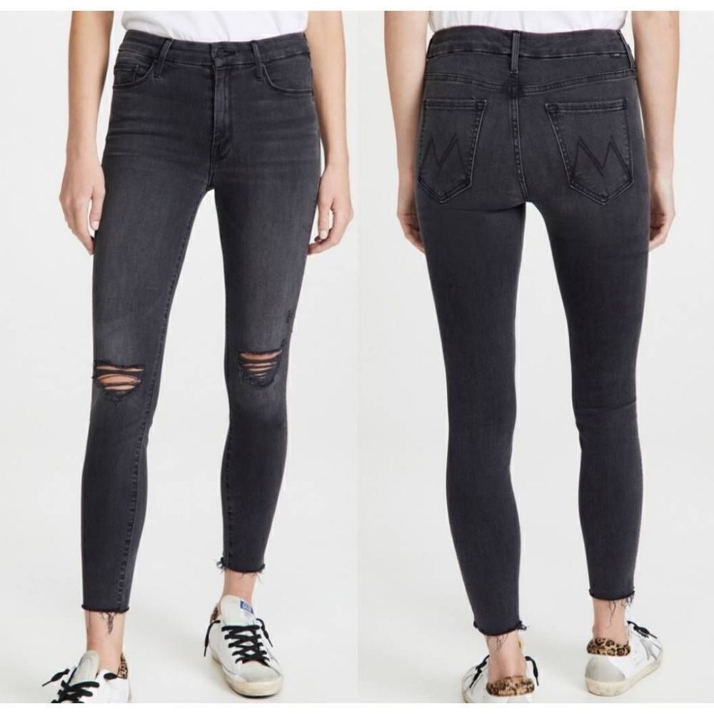 Mother The Looker Ankle Fray Jeans in Guilty as Sin sz 24